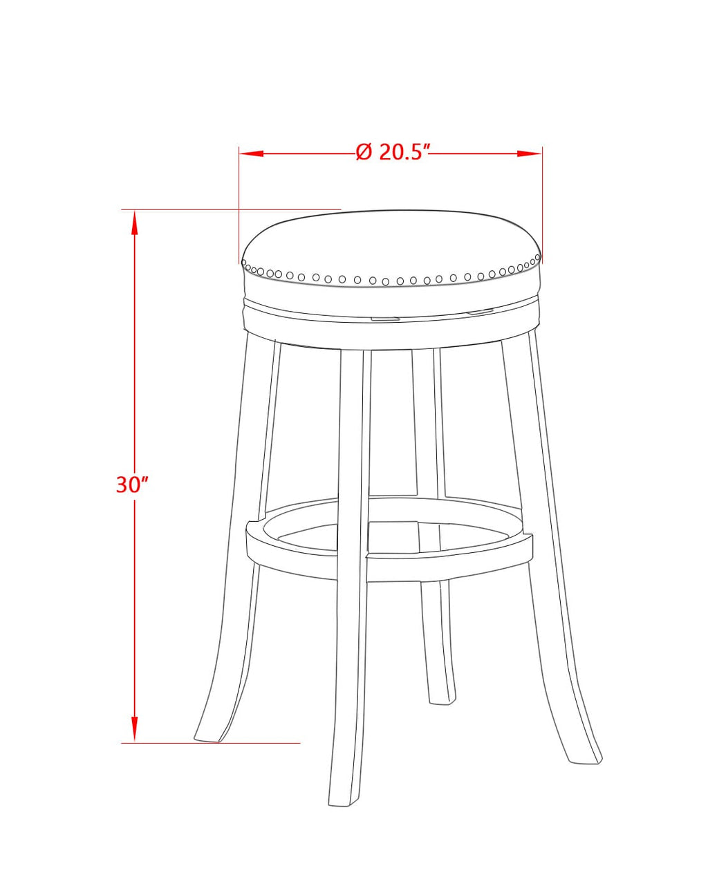 East West Furniture DVS030-112 Devers Counter-Height Barstool - Round Shape Brown Roast PU Leather Upholstered Backless Chairs