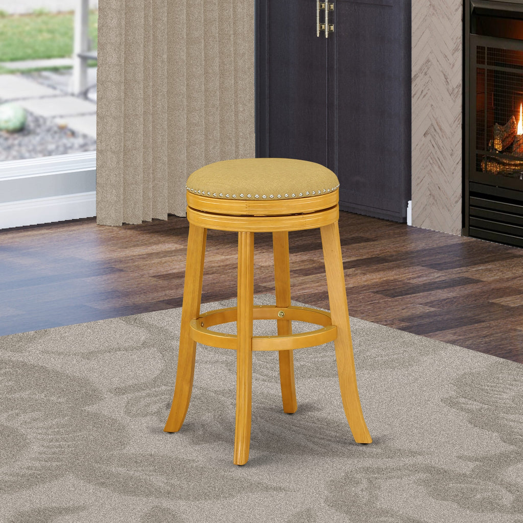 East West Furniture DVS030-416 Devers Counter Height Barstool - Round Shape Vegas Gold PU Leather Upholstered Backless Chairs