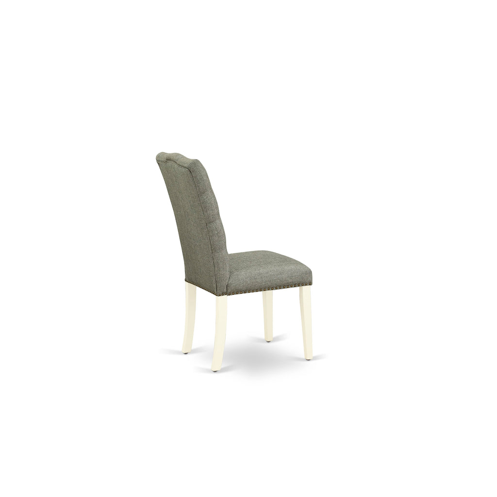 East West Furniture X026EL207-7 7 Piece Dining Table Set Consist of a Rectangle Dining Room Table with X-Legs and 6 Gray Linen Fabric Upholstered Chairs, 36x60 Inch, Multi-Color