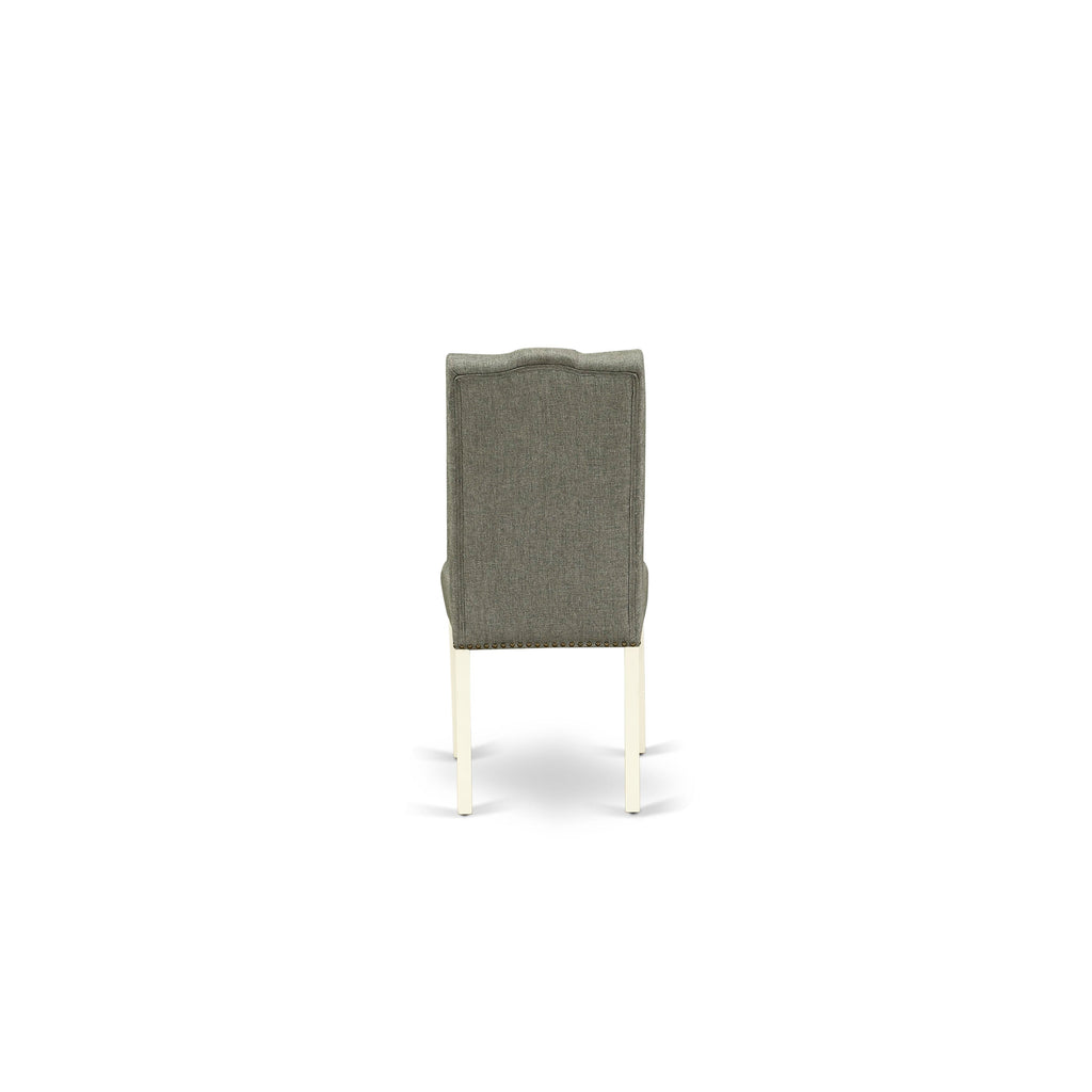 East West Furniture ELP2T07 Elsa Parson Dining Room Chairs - Button Tufted Nailhead Trim Gray Linen Fabric Padded Chairs