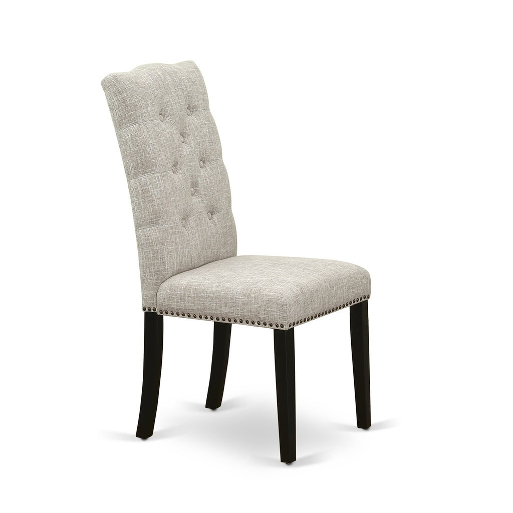 East West Furniture X626EL635-7 7 Piece Dinette Set Consist of a Rectangle Dining Room Table with X-Legs and 6 Doeskin Linen Fabric Parsons Dining Chairs, 36x60 Inch, Multi-Color