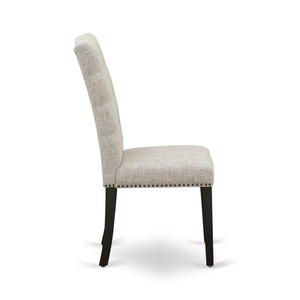 East West Furniture ELP6T35 Elsa Parson Dining Room Chairs - Button Tufted Nailhead Trim Doeskin Linen Fabric Padded Chairs