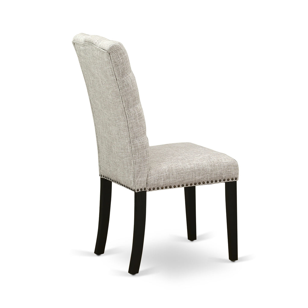 East West Furniture ELP6T35 Elsa Parson Dining Room Chairs - Button Tufted Nailhead Trim Doeskin Linen Fabric Padded Chairs