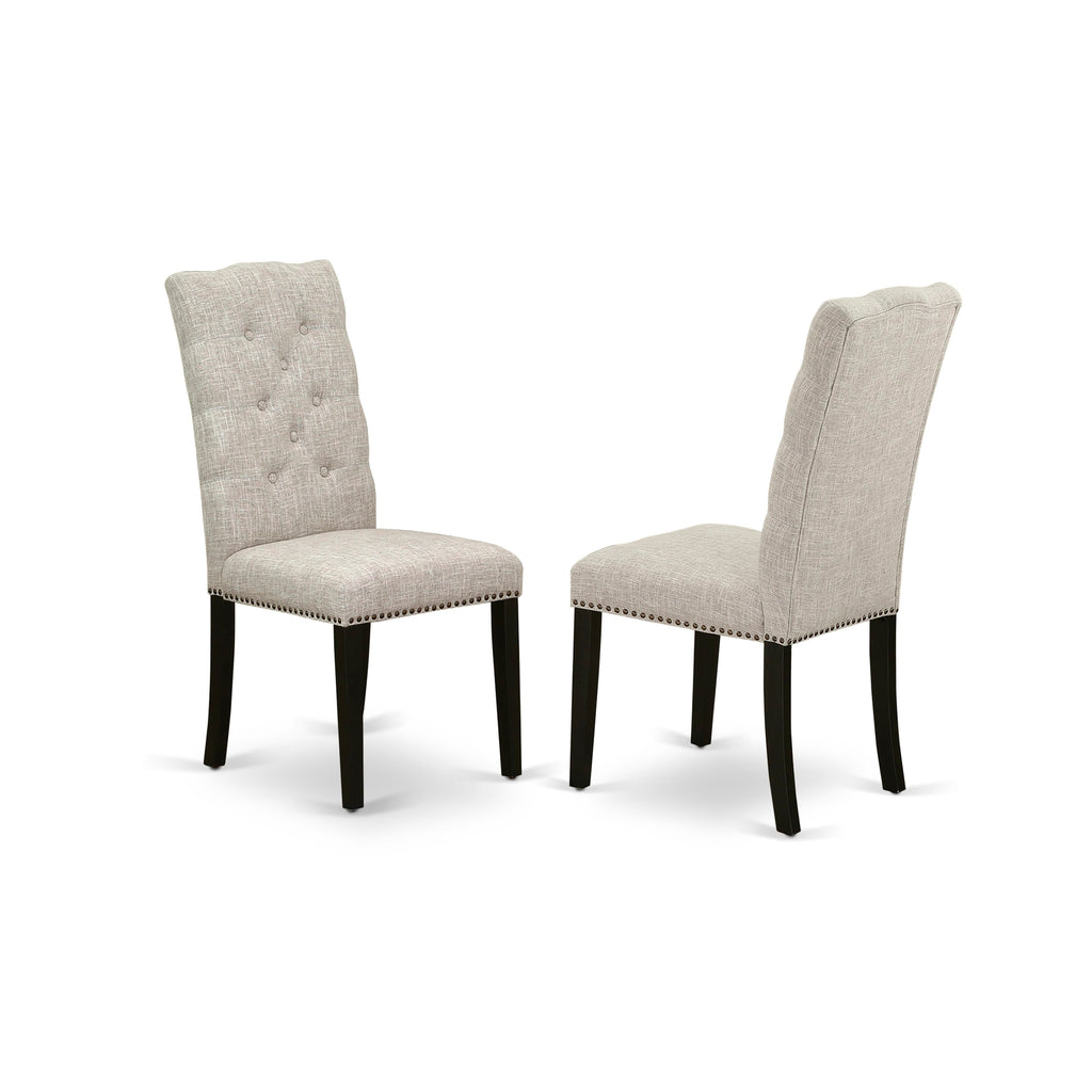 East West Furniture ELP6T35 Elsa Parson Dining Room Chairs - Button Tufted Nailhead Trim Doeskin Linen Fabric Padded Chairs