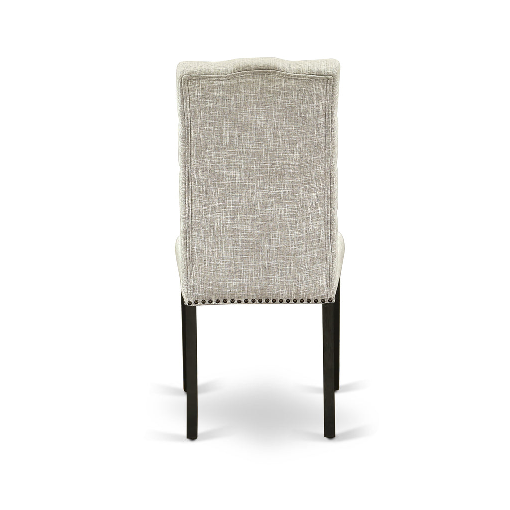 East West Furniture ELP6T35 Elsa Parson Dining Room Chairs - Button Tufted Nailhead Trim Doeskin Linen Fabric Padded Chairs