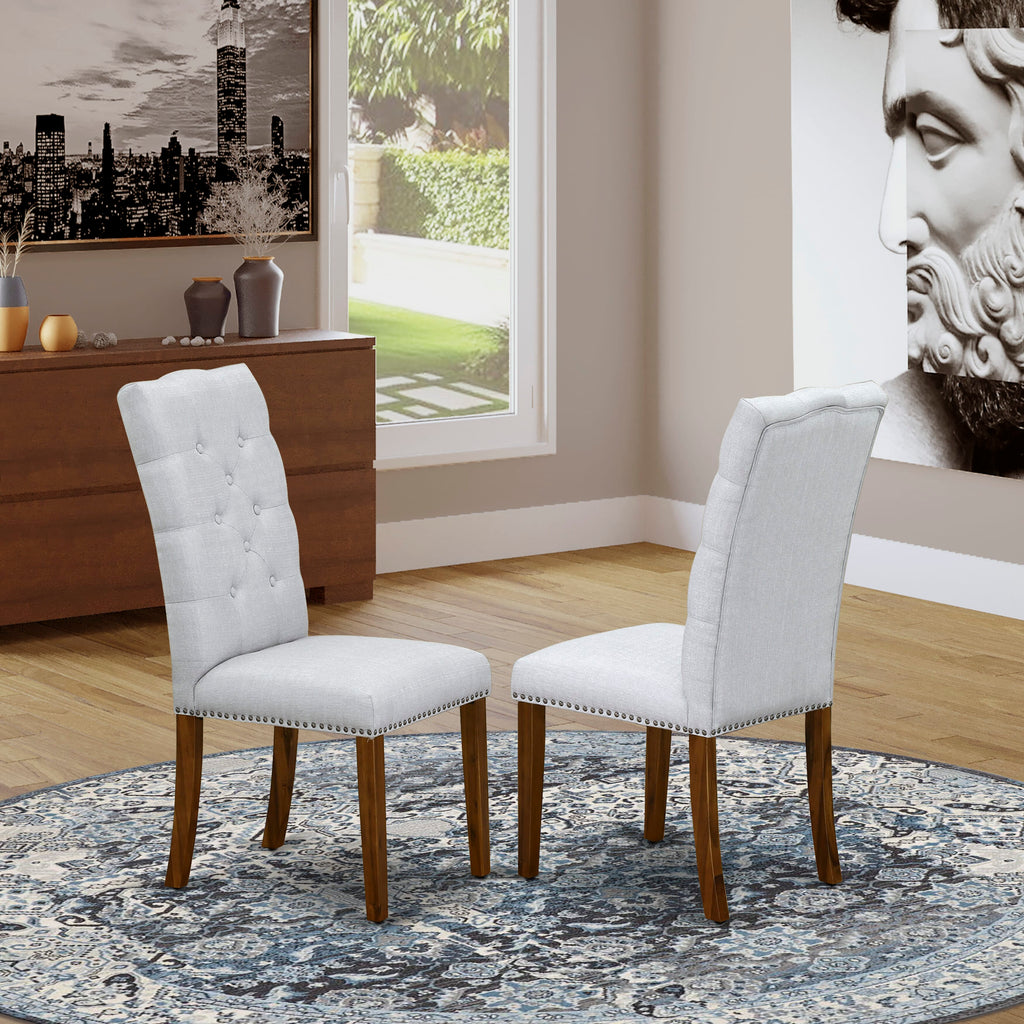 East West Furniture DLEL3-AWA-05 3 Piece Kitchen Table & Chairs Set Consist of a Round Dining Table with Dropleaf and 2 Upholstered Parson Chairs, 42x42 Inch, Antique Walnut