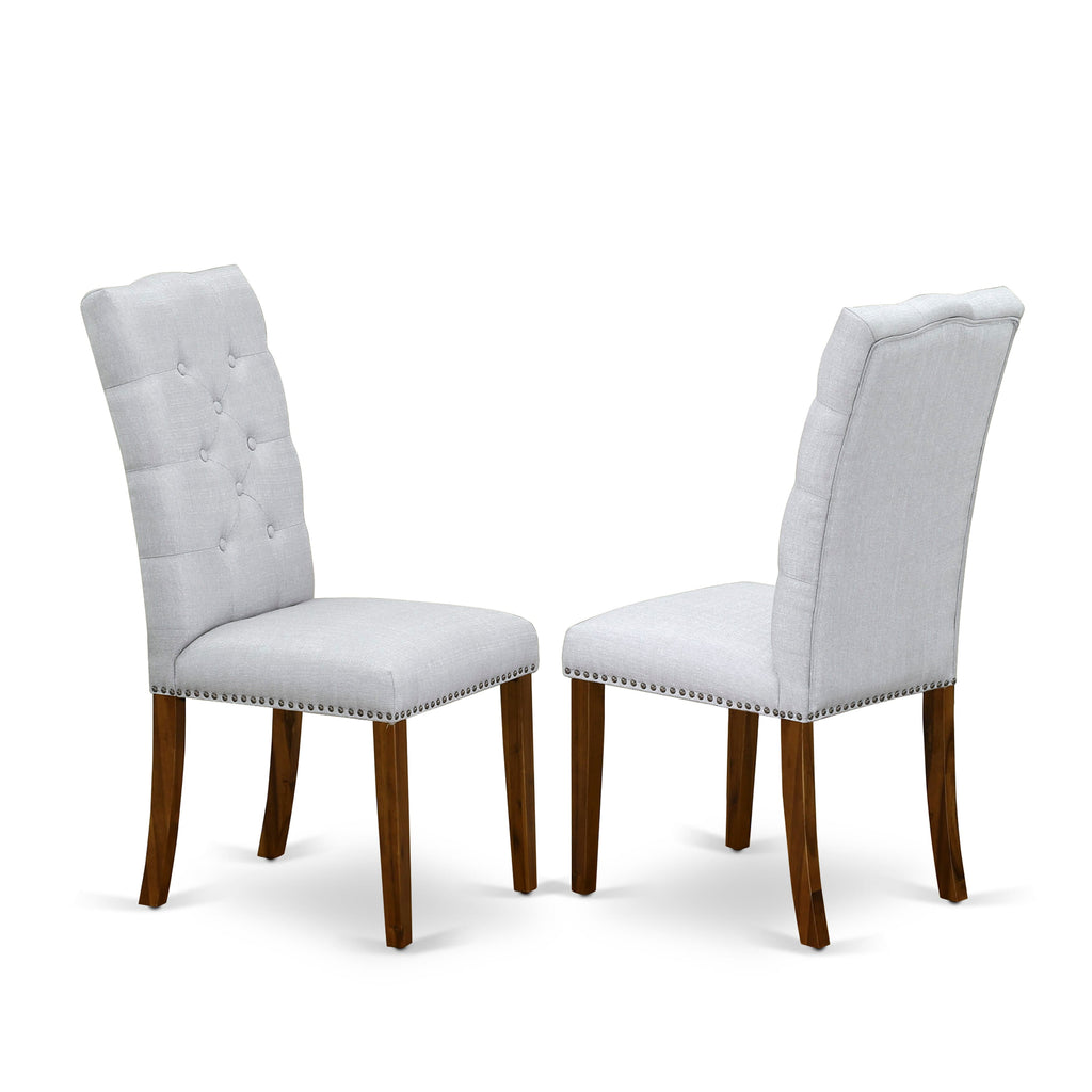 East West Furniture DLEL3-AWA-05 3 Piece Kitchen Table & Chairs Set Consist of a Round Dining Table with Dropleaf and 2 Upholstered Parson Chairs, 42x42 Inch, Antique Walnut