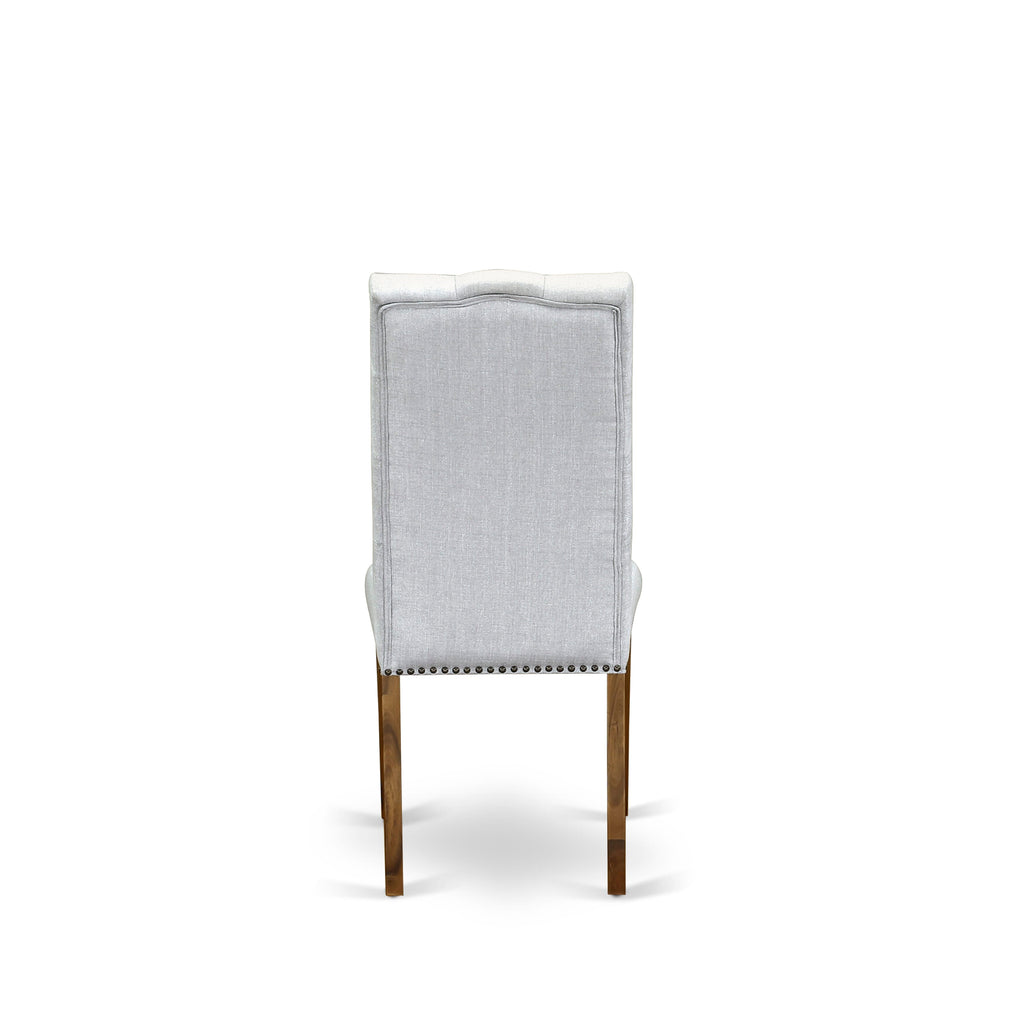 East West Furniture ELP8T05 Elsa Parson Dining Chairs - Button Tufted Nailhead Trim Grey Linen Fabric Upholstered Chairs