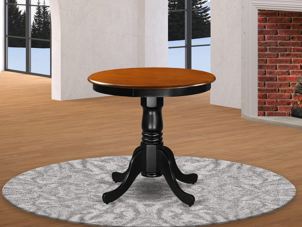 East West Furniture EMT-BCH-TP Eden Kitchen Dining Table - a Round Solid Wood Table Top with Pedestal Base, 30x30 Inch, Black & Cherry