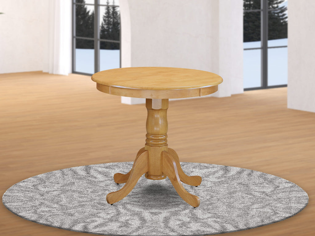East West Furniture EMT-OAK-TP Eden Dining Room Table - a Round kitchen Table Top with Pedestal Base, 30x30 Inch, Oak