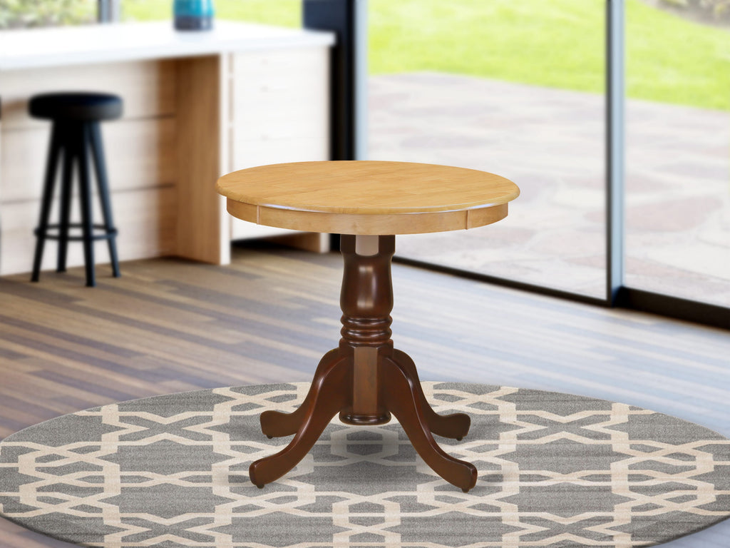 East West Furniture EMT-OMA-TP Eden Dining Room Table - a Round kitchen Table Top with Pedestal Base, 30x30 Inch, Oak & Mahogany