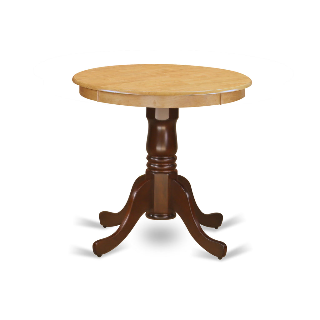 East West Furniture EMT-OMA-TP Eden Dining Room Table - a Round kitchen Table Top with Pedestal Base, 30x30 Inch, Oak & Mahogany