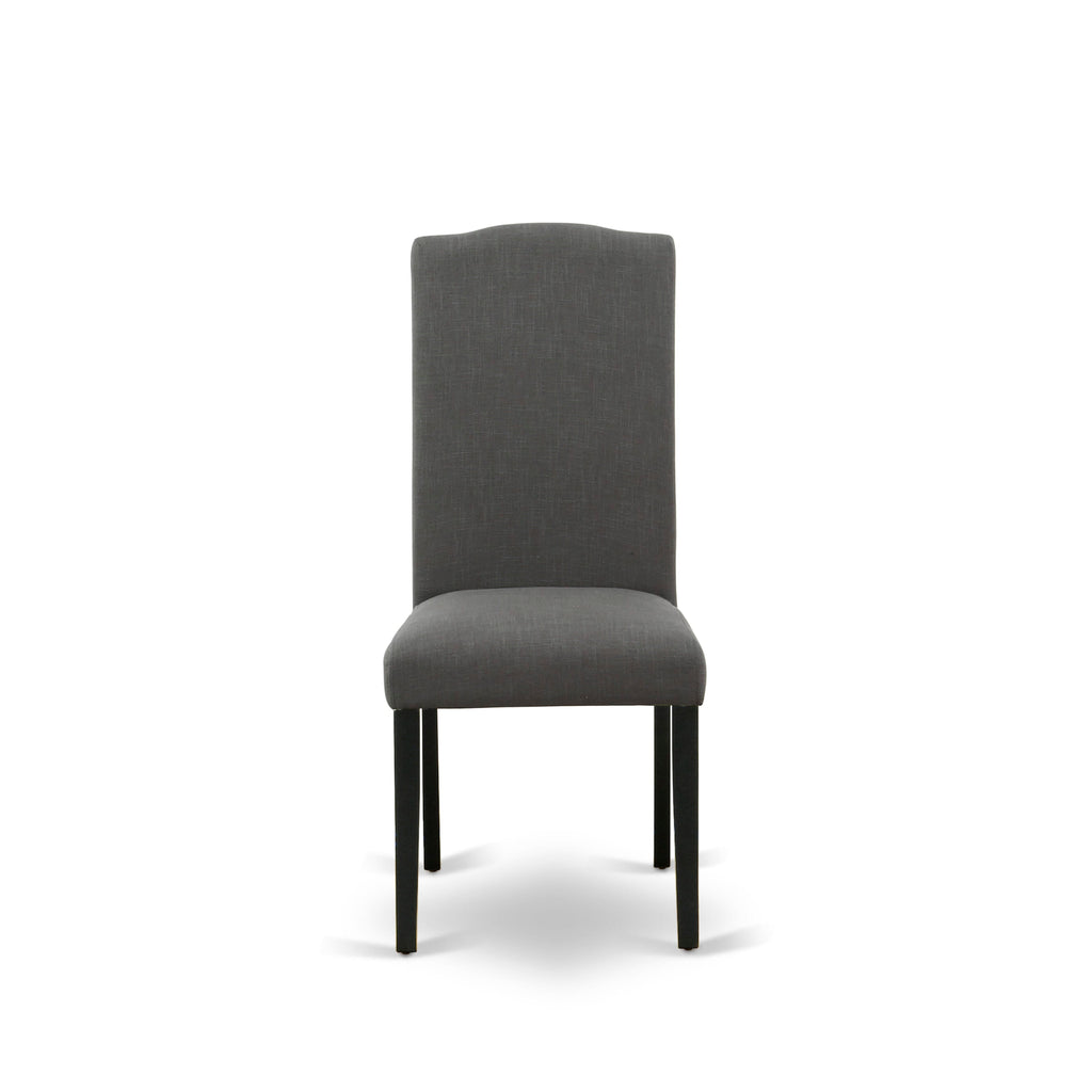 East West Furniture ENP1T20 Encinal Parson Dining Room Chairs - Nailhead Trim Dark Gotham Linen Fabric Padded Chairs