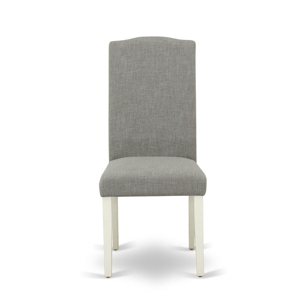 East West Furniture X027EN206-7 7 Piece Dining Room Furniture Set Consist of a Rectangle Dining Table with X-Legs and 6 Dark Shitake Linen Fabric Parsons Chairs, 40x72 Inch, Multi-Color
