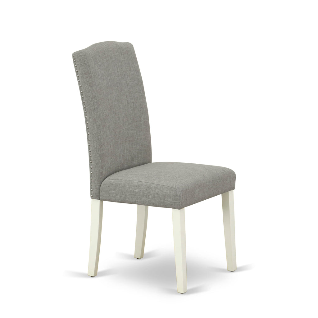 East West Furniture X027EN206-5 5 Piece Dining Table Set for 4 Includes a Rectangle Kitchen Table with X-Legs and 4 Dark Shitake Linen Fabric Parsons Dining Chairs, 40x72 Inch, Multi-Color
