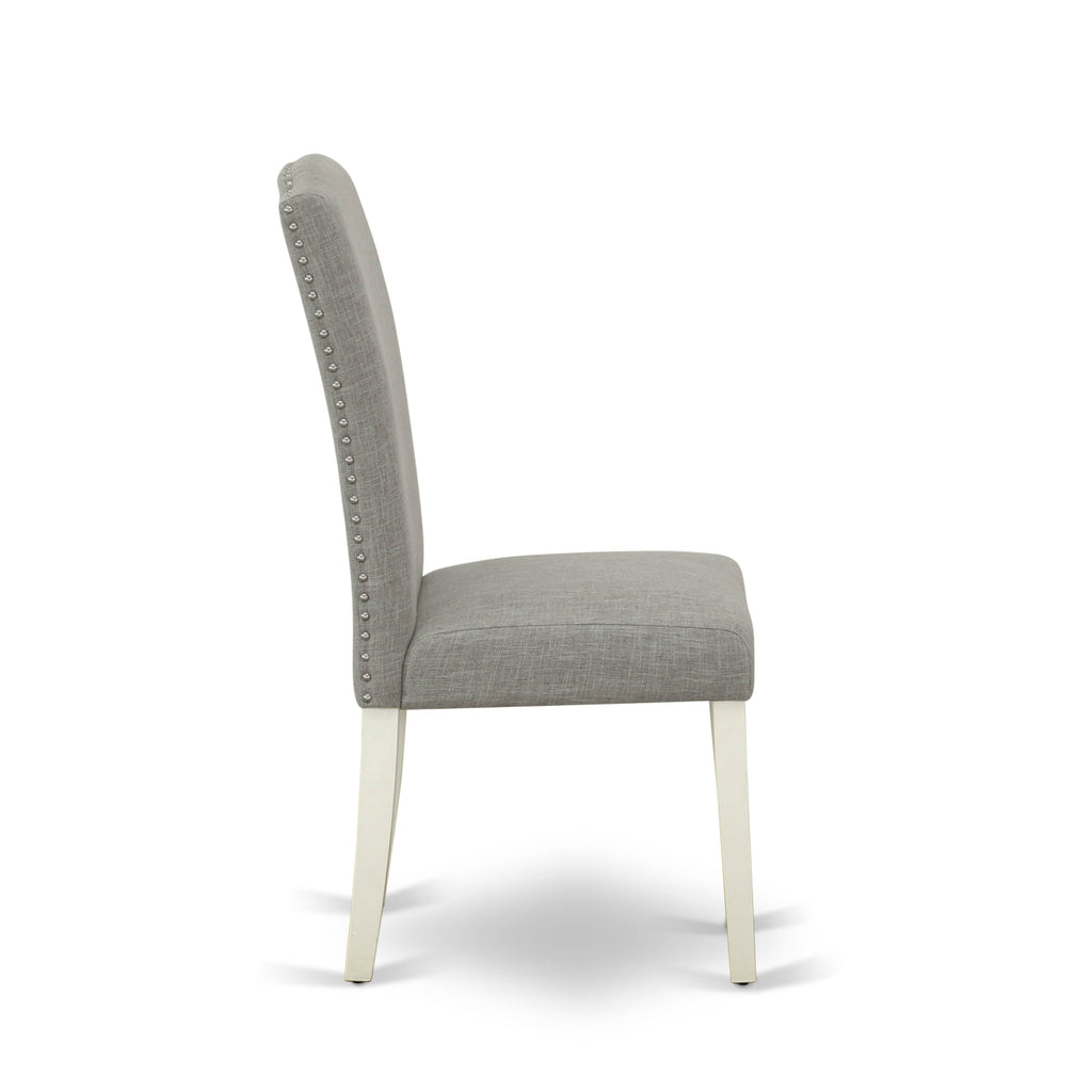 East West Furniture X027EN206-7 7 Piece Dining Room Furniture Set Consist of a Rectangle Dining Table with X-Legs and 6 Dark Shitake Linen Fabric Parsons Chairs, 40x72 Inch, Multi-Color