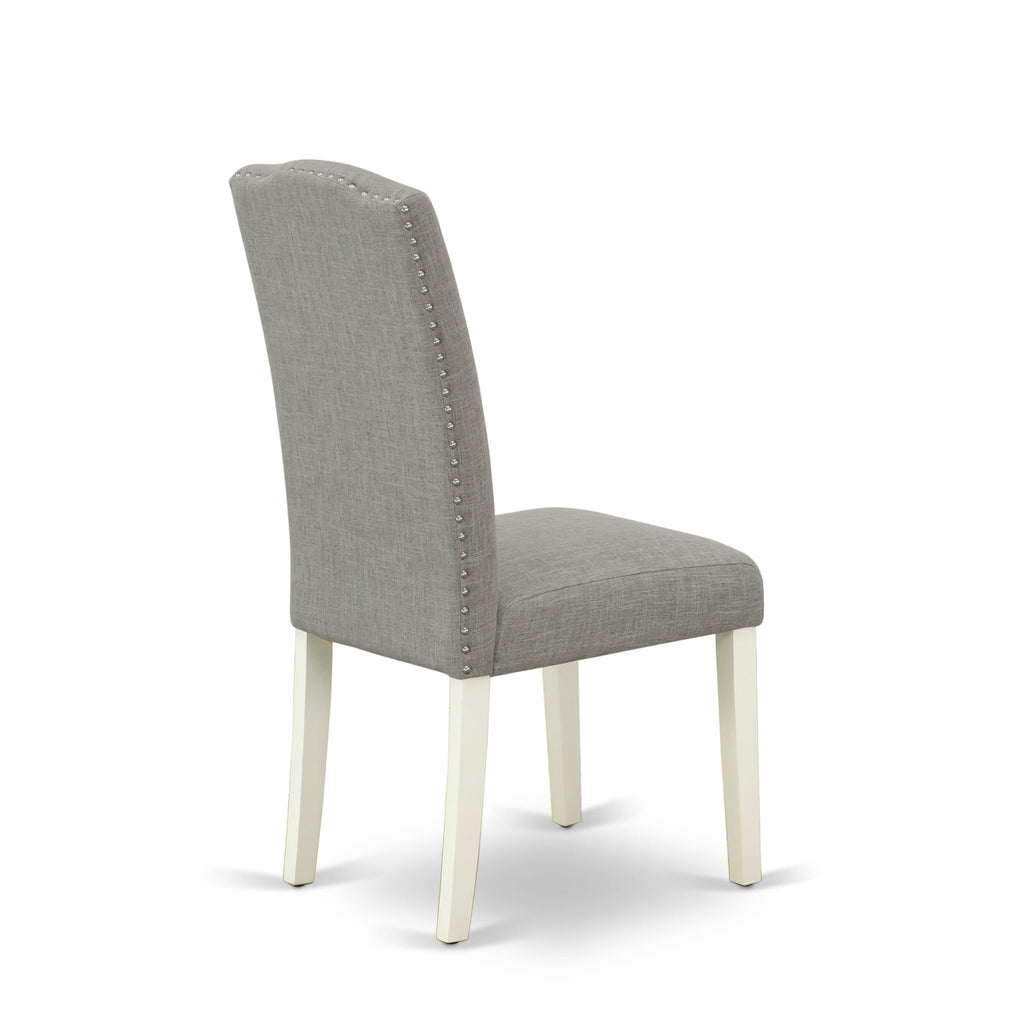 East West Furniture X027EN206-7 7 Piece Dining Room Furniture Set Consist of a Rectangle Dining Table with X-Legs and 6 Dark Shitake Linen Fabric Parsons Chairs, 40x72 Inch, Multi-Color