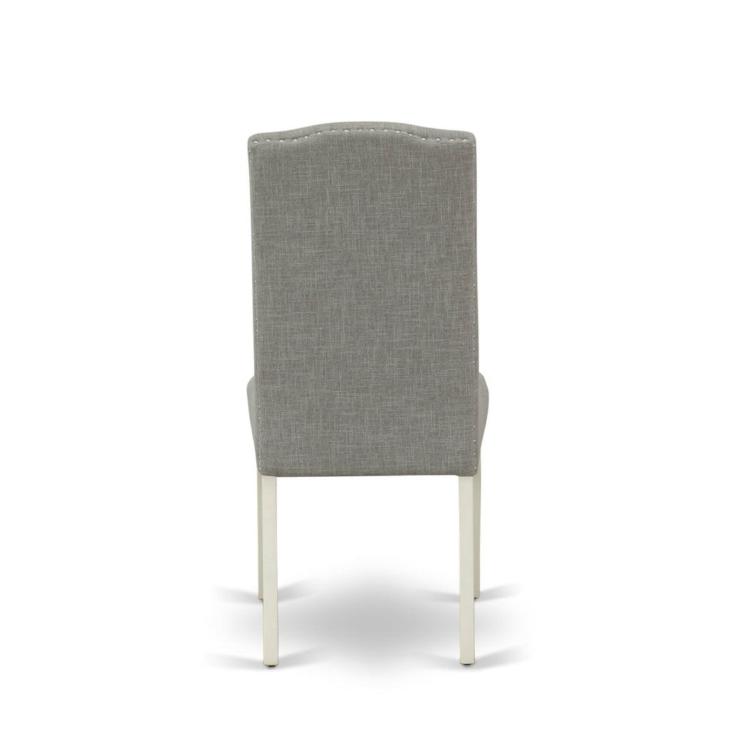 East West Furniture X027EN206-7 7 Piece Dining Room Furniture Set Consist of a Rectangle Dining Table with X-Legs and 6 Dark Shitake Linen Fabric Parsons Chairs, 40x72 Inch, Multi-Color