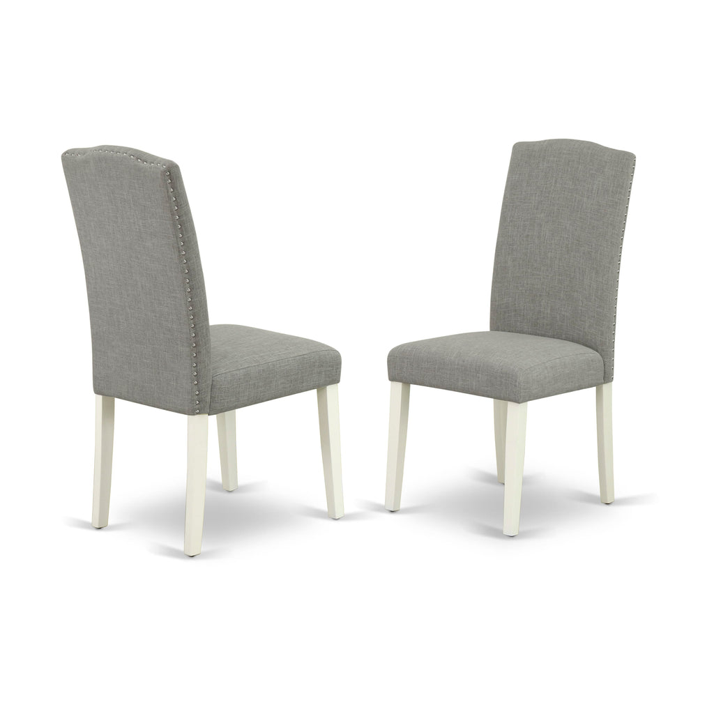 East West Furniture X027EN206-7 7 Piece Dining Room Furniture Set Consist of a Rectangle Dining Table with X-Legs and 6 Dark Shitake Linen Fabric Parsons Chairs, 40x72 Inch, Multi-Color
