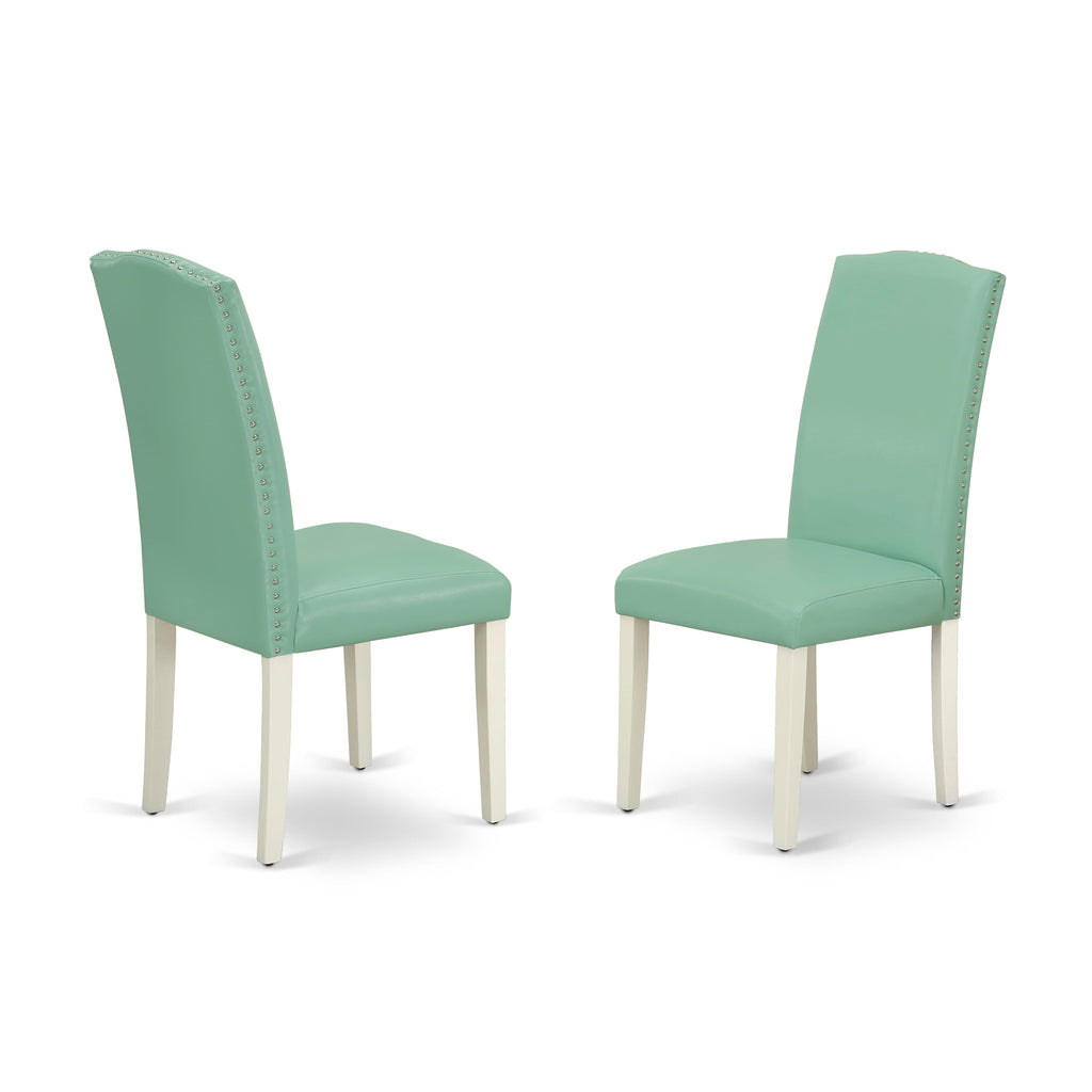 East West Furniture X027EN257-7 7 Piece Kitchen Table Set Consist of a Rectangle Dining Table with X-Legs and 6 Pond Faux Leather Parsons Dining Chairs, 40x72 Inch, Multi-Color