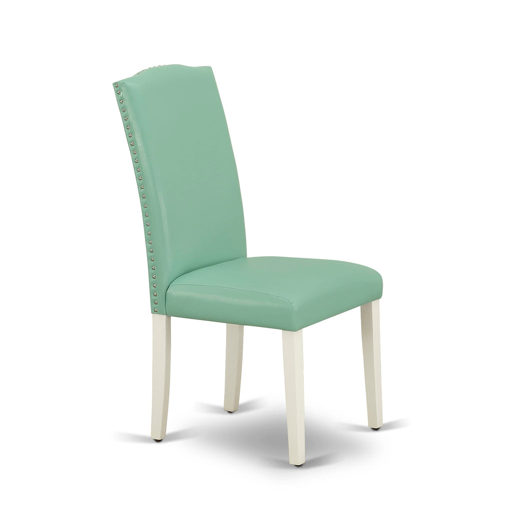 East West Furniture X027EN257-6 6 Piece Kitchen Table & Chairs Set Contains a Rectangle Wooden Table and 4 Pond Faux Leather Parson Chairs with a Bench, 40x72 Inch, Multi-Color