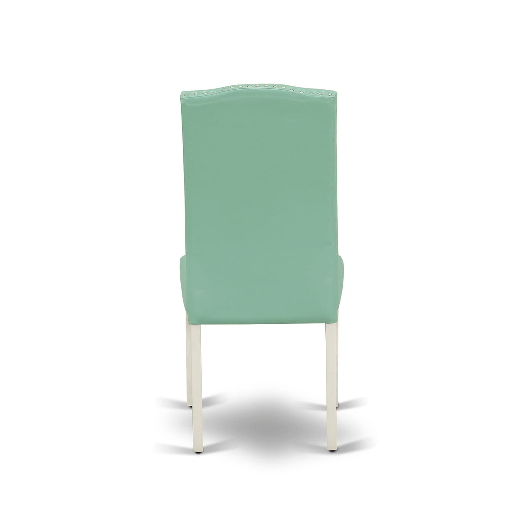 East West Furniture X027EN257-7 7 Piece Kitchen Table Set Consist of a Rectangle Dining Table with X-Legs and 6 Pond Faux Leather Parsons Dining Chairs, 40x72 Inch, Multi-Color