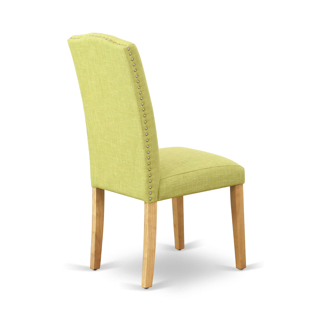 East West Furniture ENP4T07 Encinal Parson Dining Chairs - Nailhead Trim Limelight Linen Fabric Upholstered Chairs
