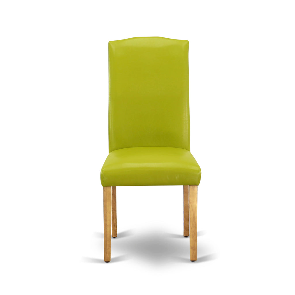 East West Furniture ENP4T51 Encinal Parsons Dining Chairs - Nailhead Trim Autumn Green Faux Leather Upholstered Chairs