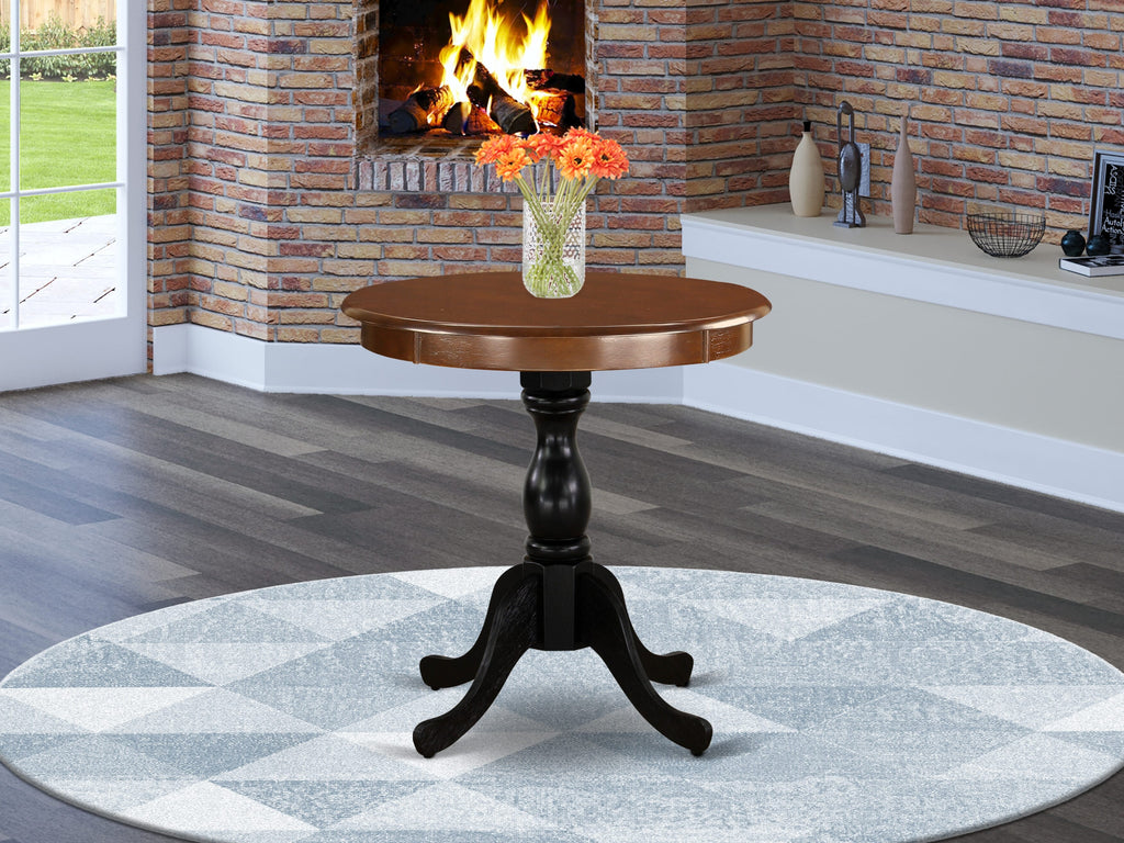 East West Furniture EST-MBL-TP Eden 30" Round Dining Table for Small Space - Mahogany Top & Black Pedestal