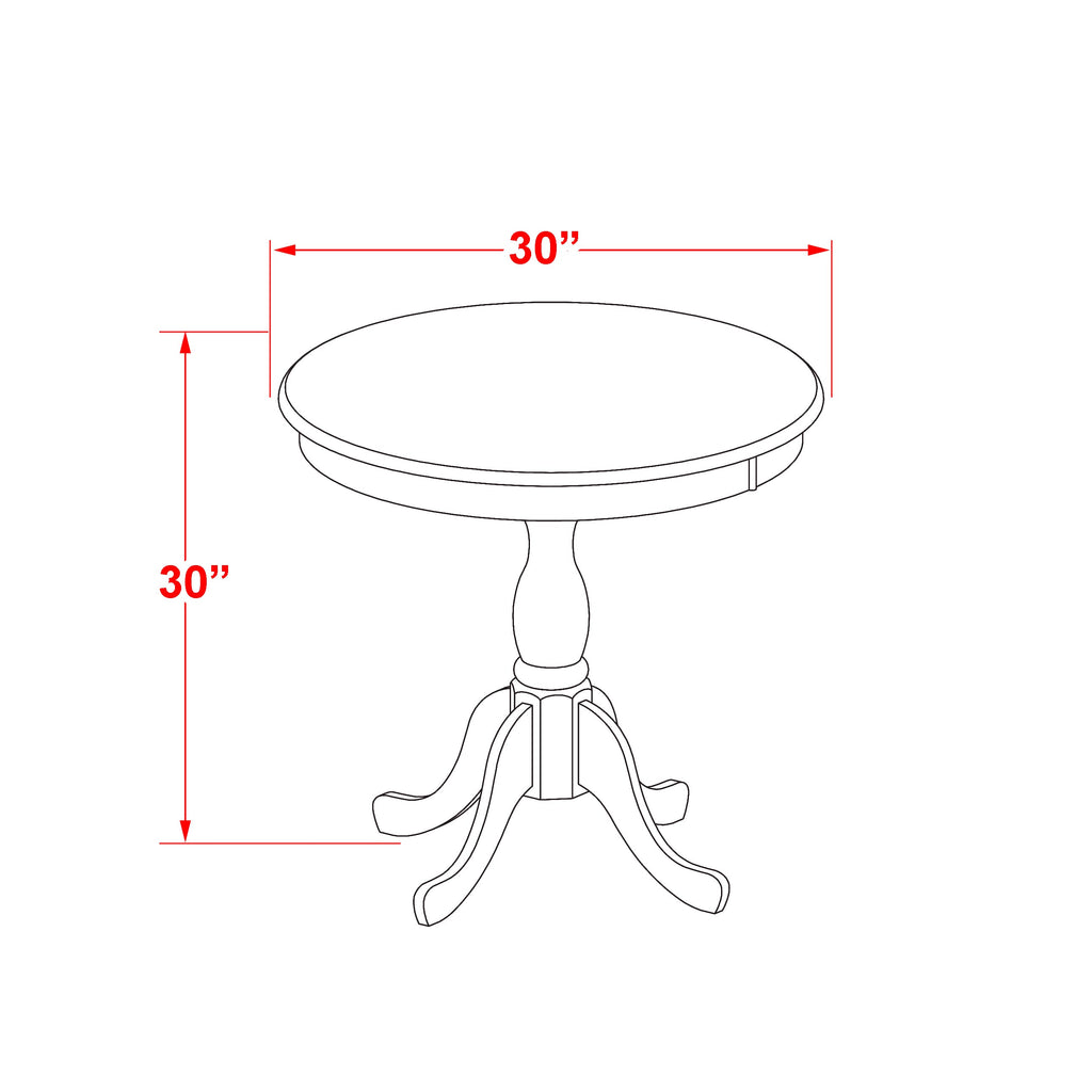 East West Furniture EST-MBL-TP Eden 30" Round Dining Table for Small Space - Mahogany Top & Black Pedestal