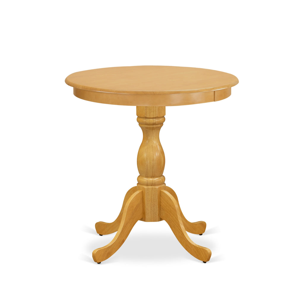 East West Furniture EST-OAK-TP Eden Kitchen Dining Table - a Round Wooden Table Top with Pedestal Base