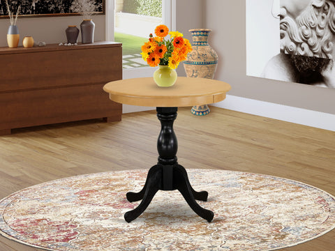 East West Furniture EST-OBL-TP Eden 30" Round Dining Room Table for Compact Space - Oak Top & Black Pedestal