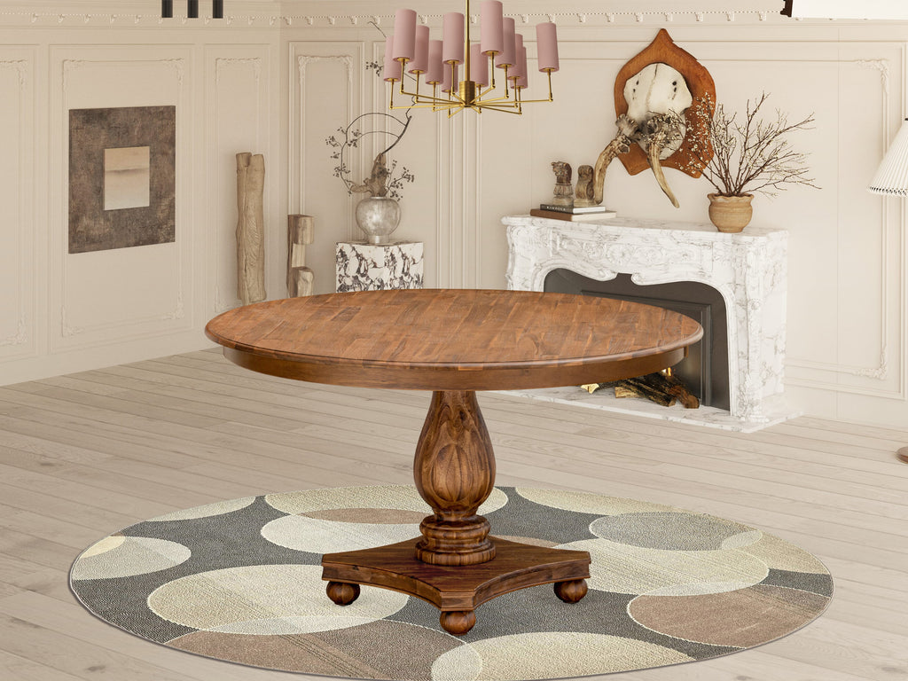Luxe by East West Furniture F52-0N-TP - Kitchen Table with Acacia Wood Round Tabletop  Antique Walnut Finish