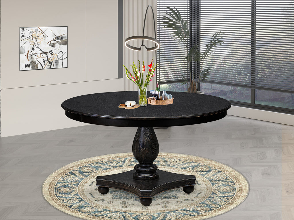 Luxe by East West Furniture F52-11-TP - Dining Room Table with Acacia Wood Round Tabletop  Sand Blasted Black Finish