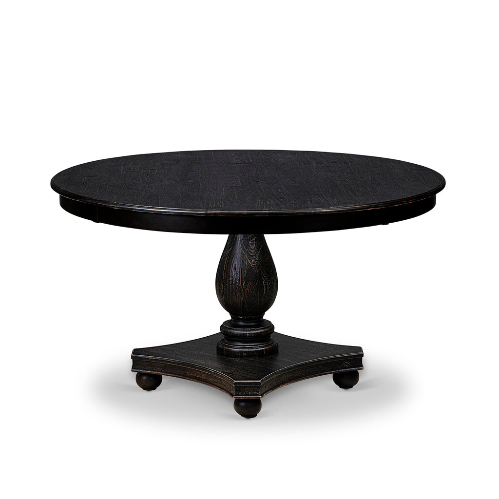 Luxe by East West Furniture F52-11-TP - Dining Room Table with Acacia Wood Round Tabletop  Sand Blasted Black Finish