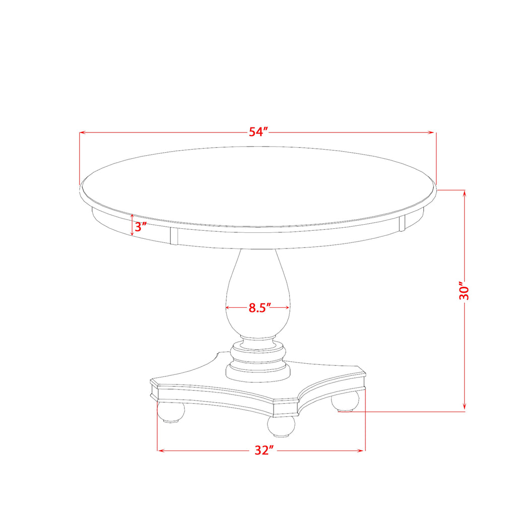 Luxe by East West Furniture F52-11-TP - Dining Room Table with Acacia Wood Round Tabletop  Sand Blasted Black Finish