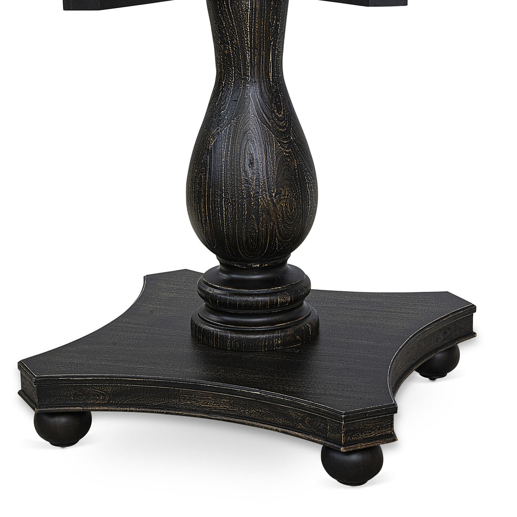 Luxe by East West Furniture F52-11-TP - Dining Room Table with Acacia Wood Round Tabletop  Sand Blasted Black Finish
