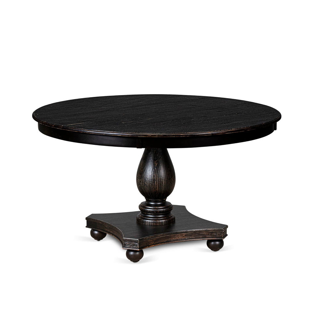 Luxe by East West Furniture F52-11-TP - Dining Room Table with Acacia Wood Round Tabletop  Sand Blasted Black Finish