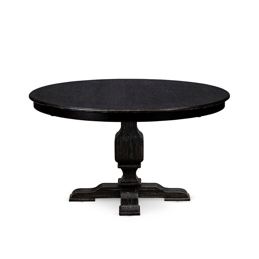 Luxe by East West Furniture F53-11-TP - Wood Dining Table with Acacia Wood Round Tabletop  Sand Blasted Black Finish