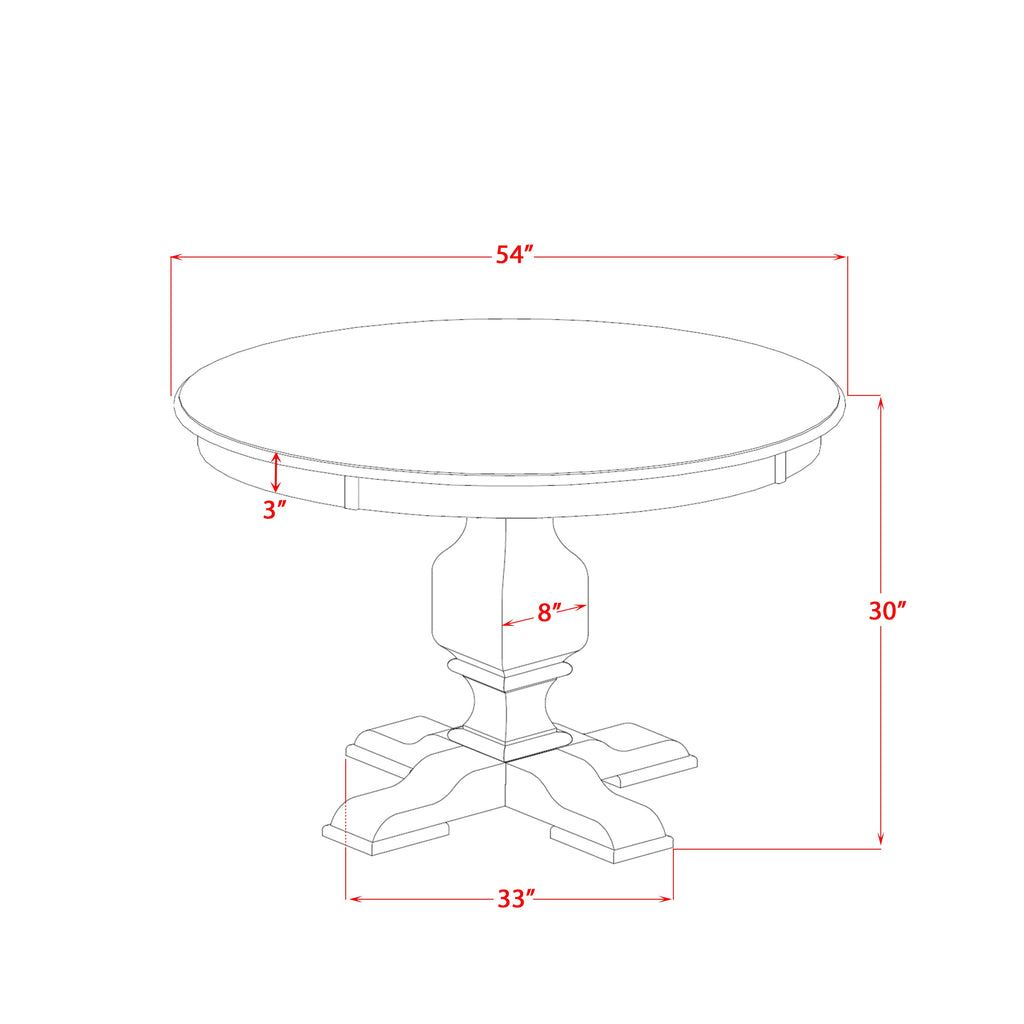 Luxe by East West Furniture F53-11-TP - Wood Dining Table with Acacia Wood Round Tabletop  Sand Blasted Black Finish