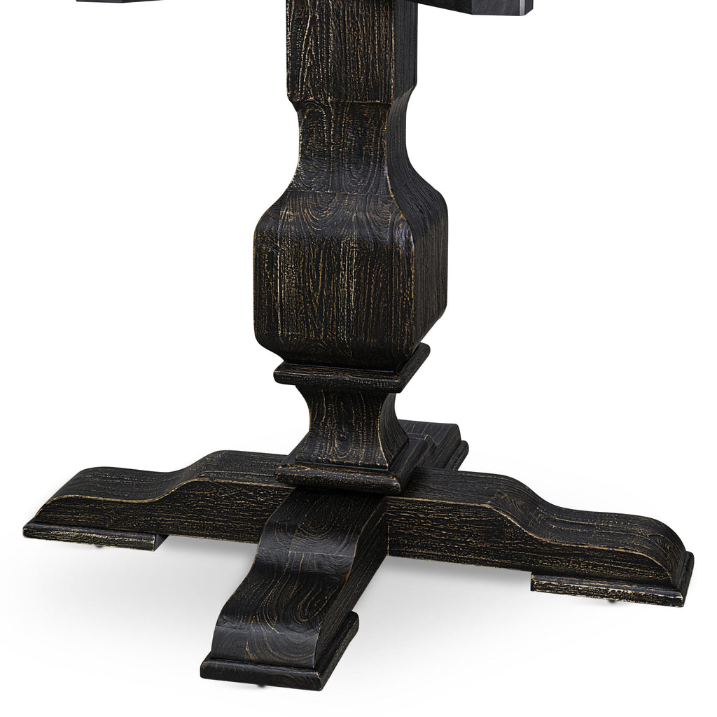 Luxe by East West Furniture F53-11-TP - Wood Dining Table with Acacia Wood Round Tabletop  Sand Blasted Black Finish