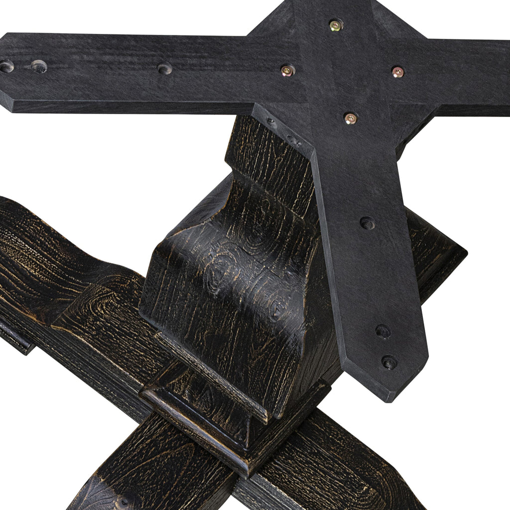 Luxe by East West Furniture F53-11-TP - Wood Dining Table with Acacia Wood Round Tabletop  Sand Blasted Black Finish