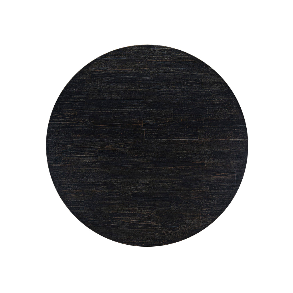 Luxe by East West Furniture F55-11-TP - Mid Century Dining Table with Acacia Wood Round Tabletop  Sand Blasted Black Finish