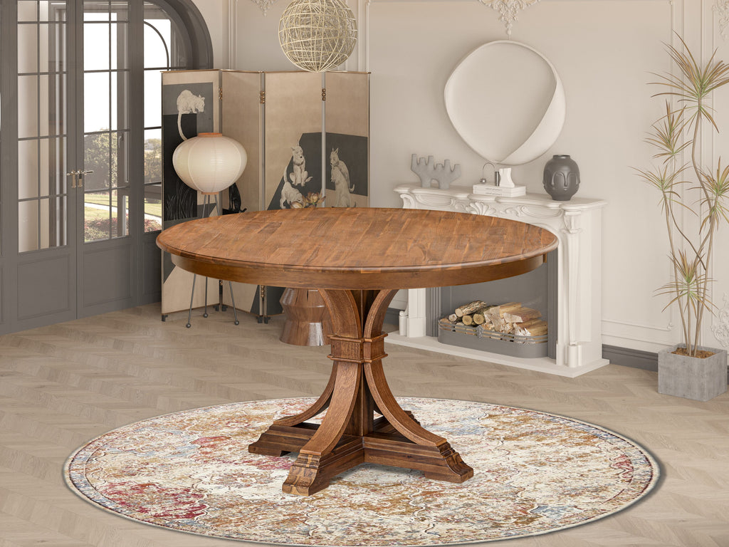 Luxe by East West Furniture F57-0N-TP - Wooden Dining Table with Acacia Wood Round Tabletop  Antique Walnut Finish