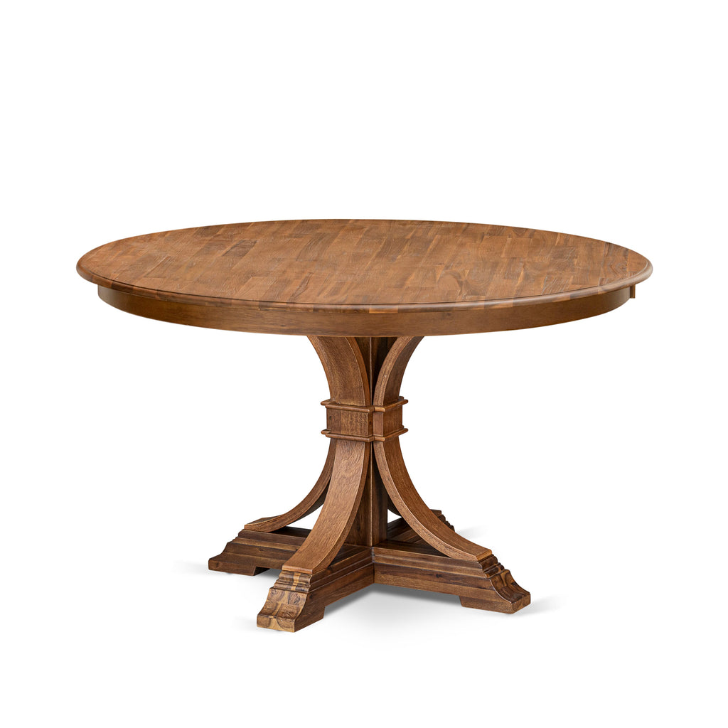 Luxe by East West Furniture F57-0N-TP - Wooden Dining Table with Acacia Wood Round Tabletop  Antique Walnut Finish
