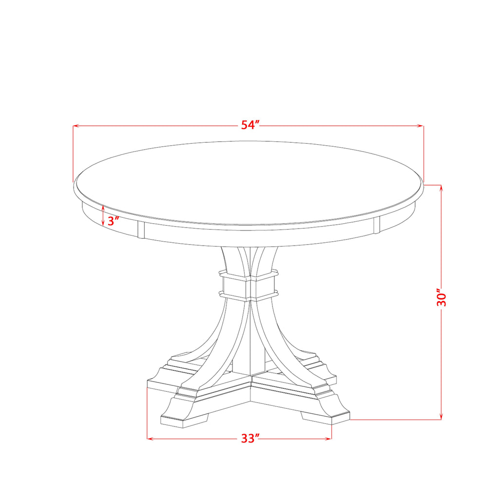 Luxe by East West Furniture F57-11-TP - Modern Kitchen Table with Acacia Wood Round Tabletop  Sand Blasted Black Finish