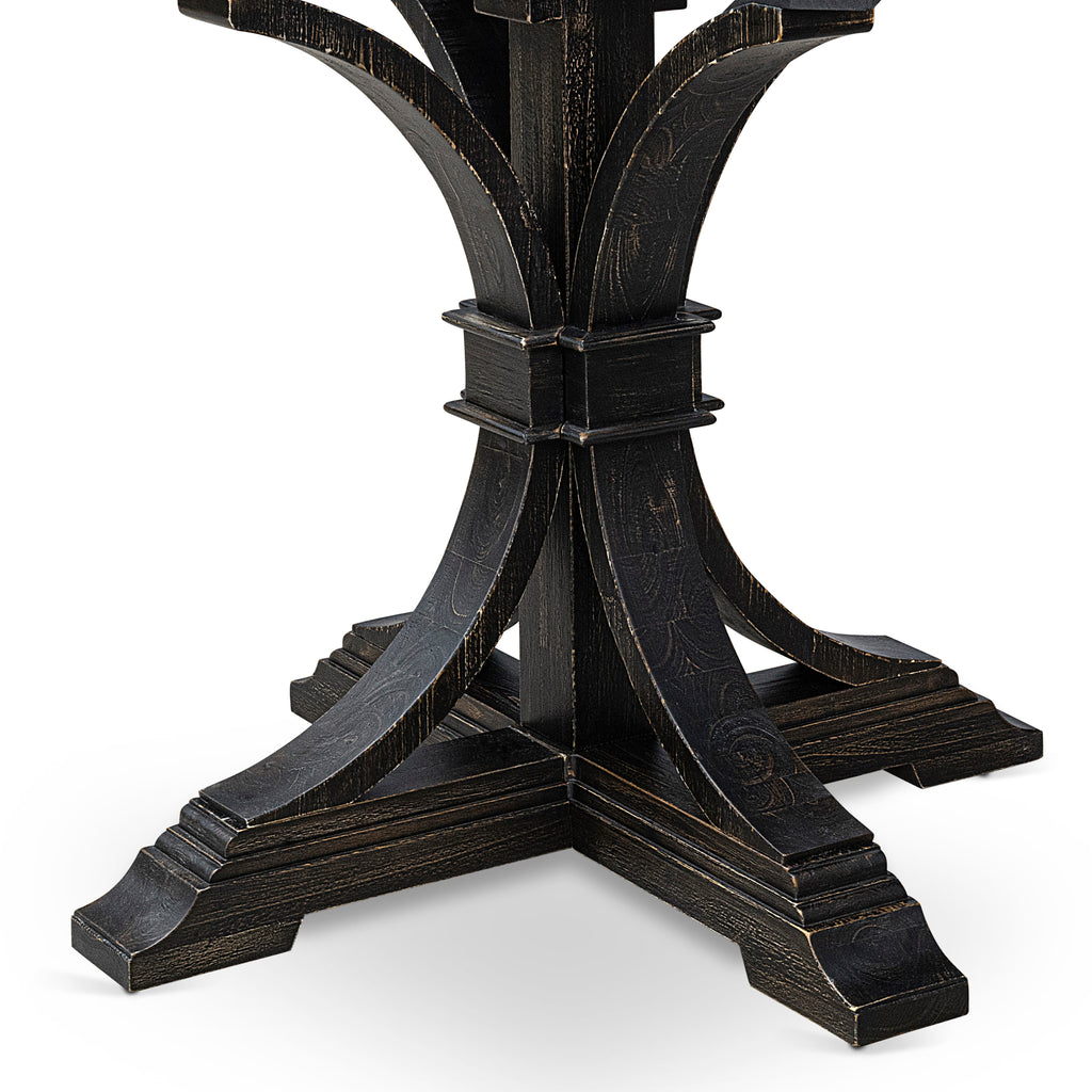 Luxe by East West Furniture F57-11-TP - Modern Kitchen Table with Acacia Wood Round Tabletop  Sand Blasted Black Finish