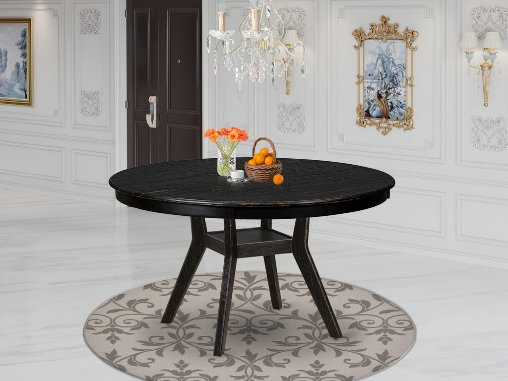 Luxe by East West Furniture F58-11-TP - Kitchen Table with Acacia Wood Round Tabletop  Sand Blasted Black Finish