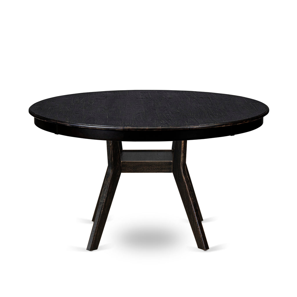 Luxe by East West Furniture F58-11-TP - Kitchen Table with Acacia Wood Round Tabletop  Sand Blasted Black Finish