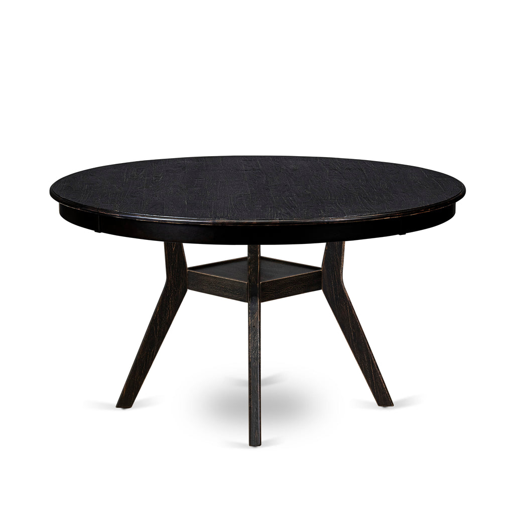 Luxe by East West Furniture F58-11-TP - Kitchen Table with Acacia Wood Round Tabletop  Sand Blasted Black Finish